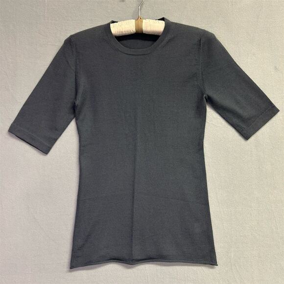 TseSay Women's Gray Grey Cashmere Short Sleeve Sweater Size L - Picture 1 of 5